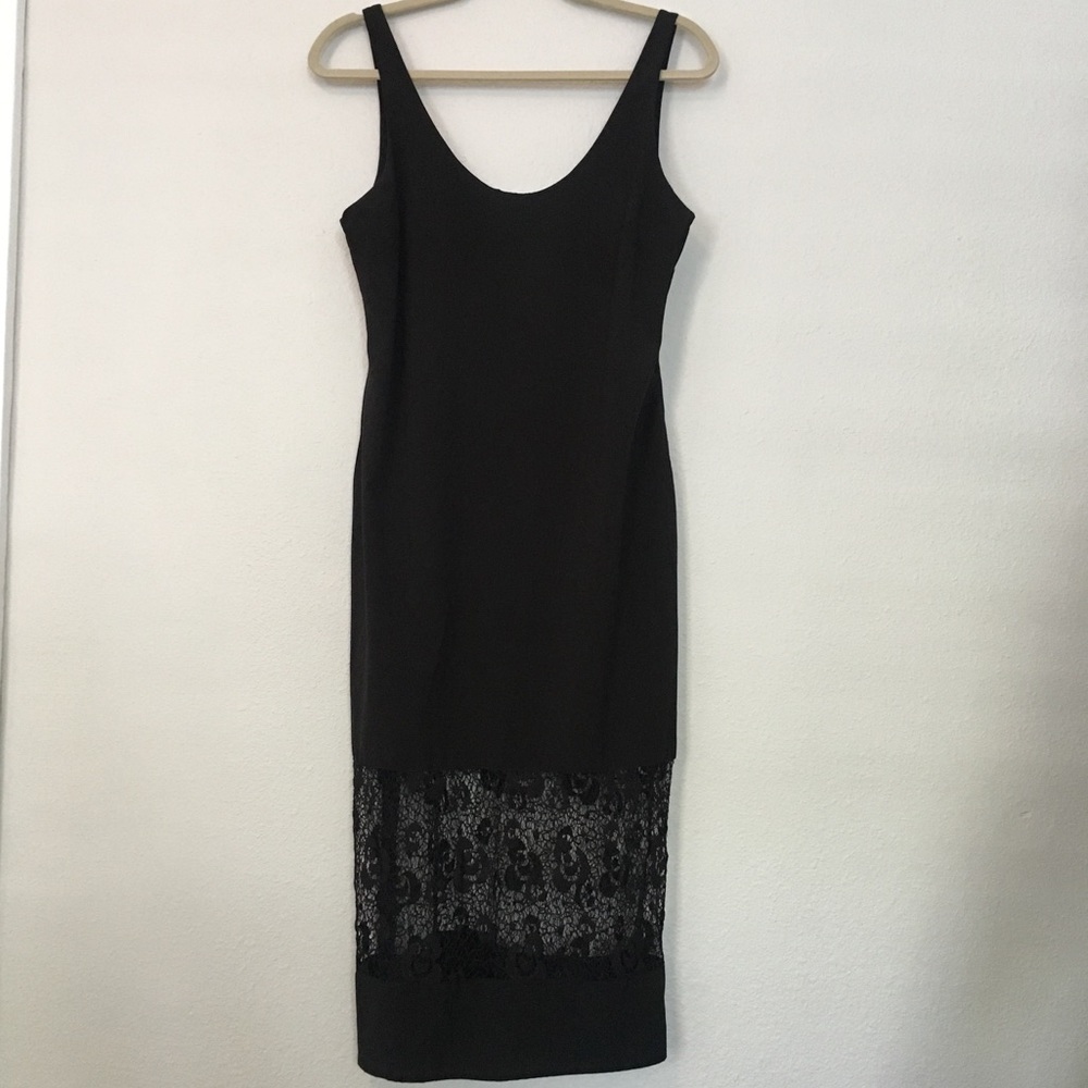 Slip dress with lace panel